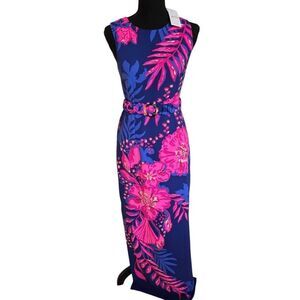 NWT Lilly Pulitzer Women's Floral Sleeveless Adaya Maxi Dress Blue Pink Size 00